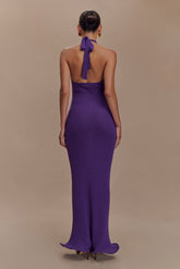 Melodie Halter Knit Maxi Dress - Purple
